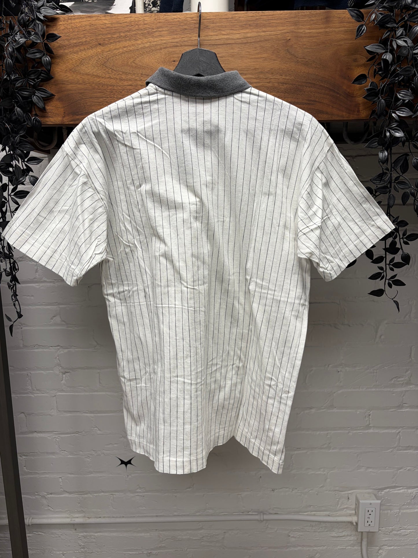 Vintage 90s Comme Des Garçons Homme Pinstripe Baseball Polo