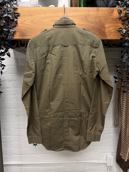 Dior Homme Dark Brown ‘Military Inspired’ Button up Shirt with Shoulder Epaulets