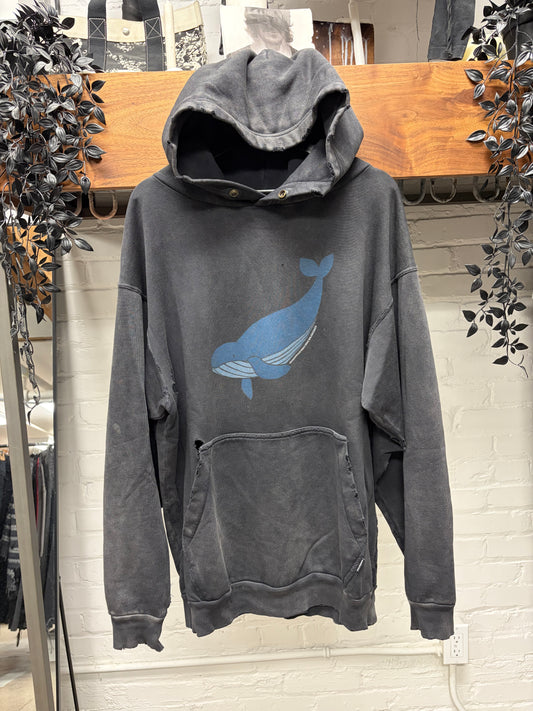 2018 Balenciaga ‘Whale’ Distressed Grey Cotton Hoodie