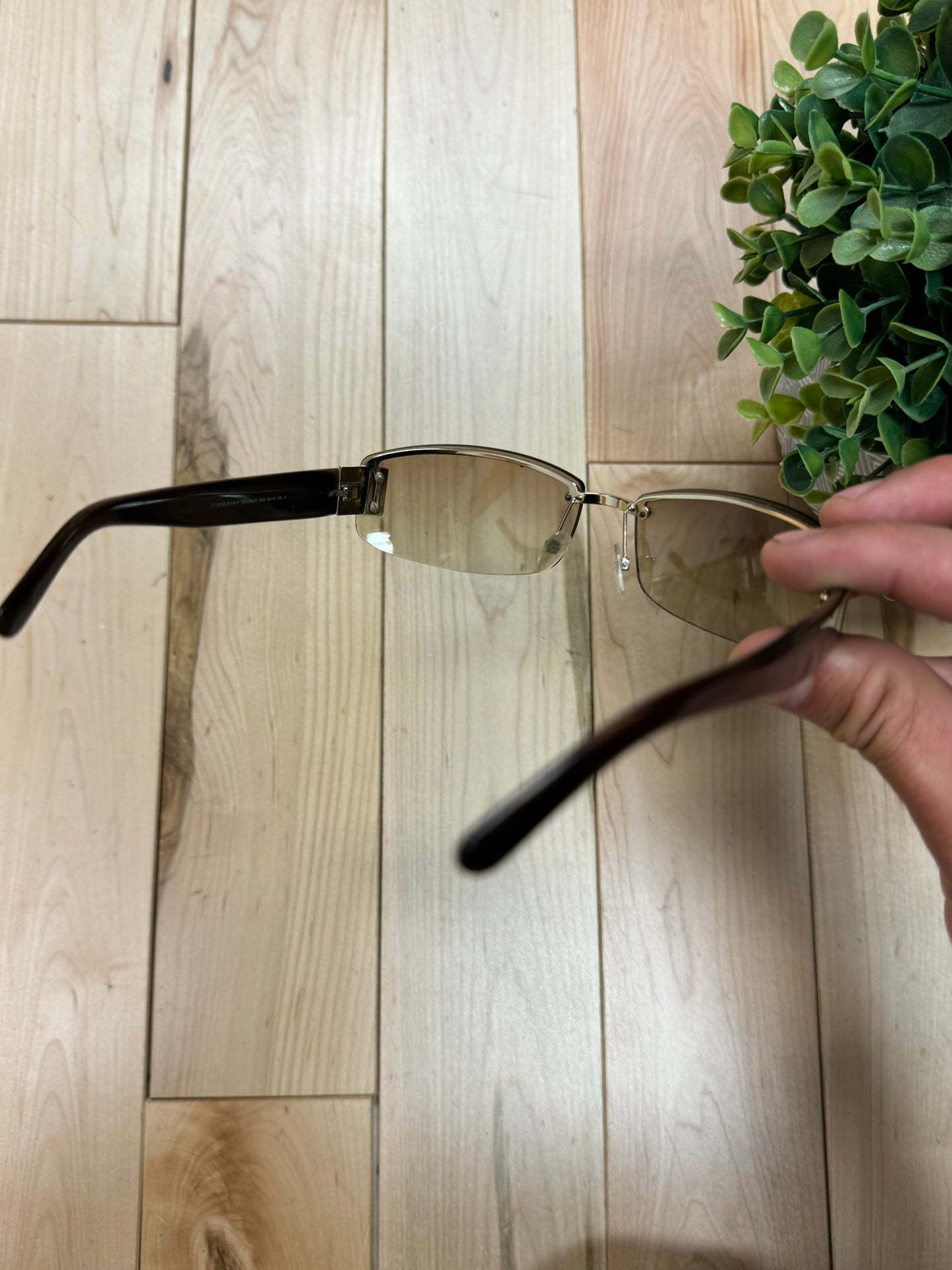 Gucci GG Monogram Brown Tinted Rimless Sunglasses