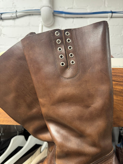 Maison Margiela ‘Roper’ Brown Leather High Cut Riding Boots