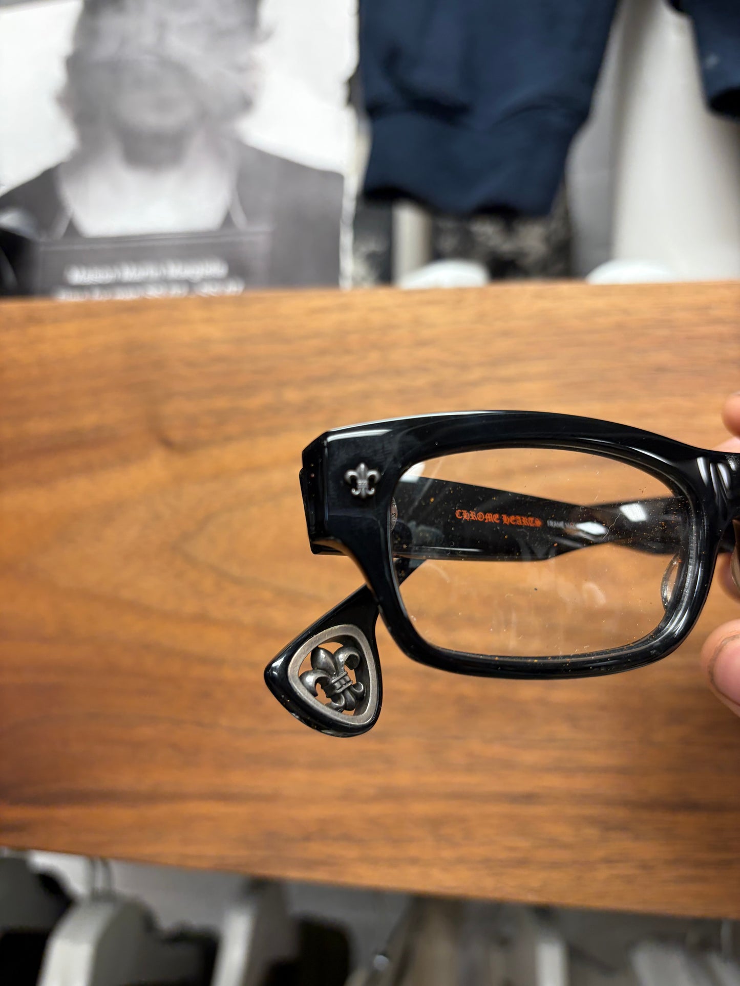 Chrome Hearts ‘Drilled’ Black/ 925 Silver Fleur de Lis Prescription Frames
