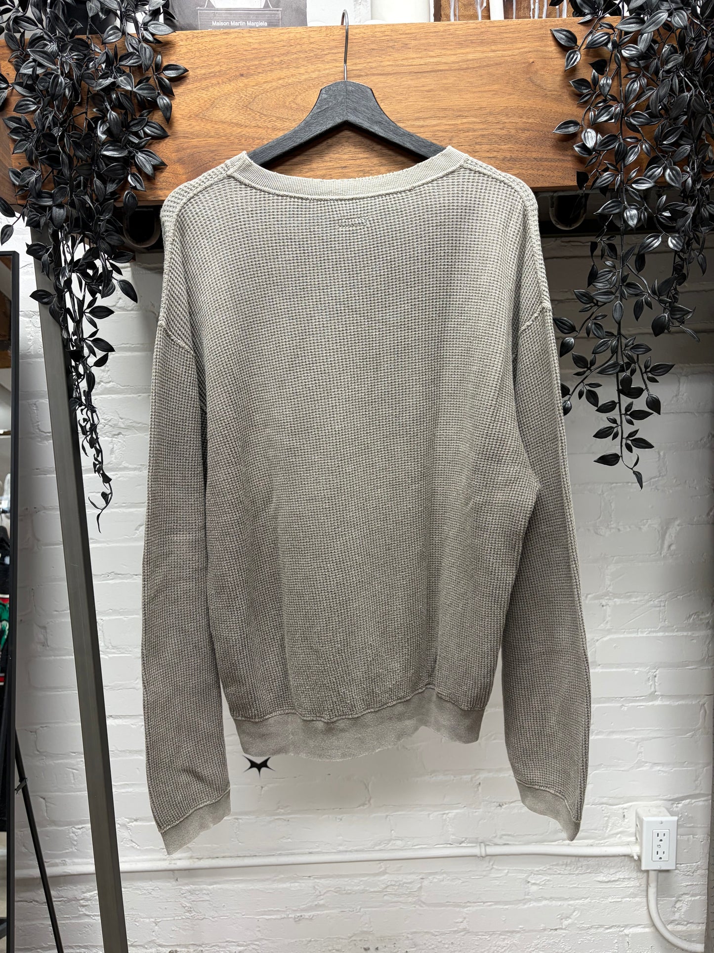 Kapital Vintage Inspired Faded Thermal Cotton Long Sleeve Shirt