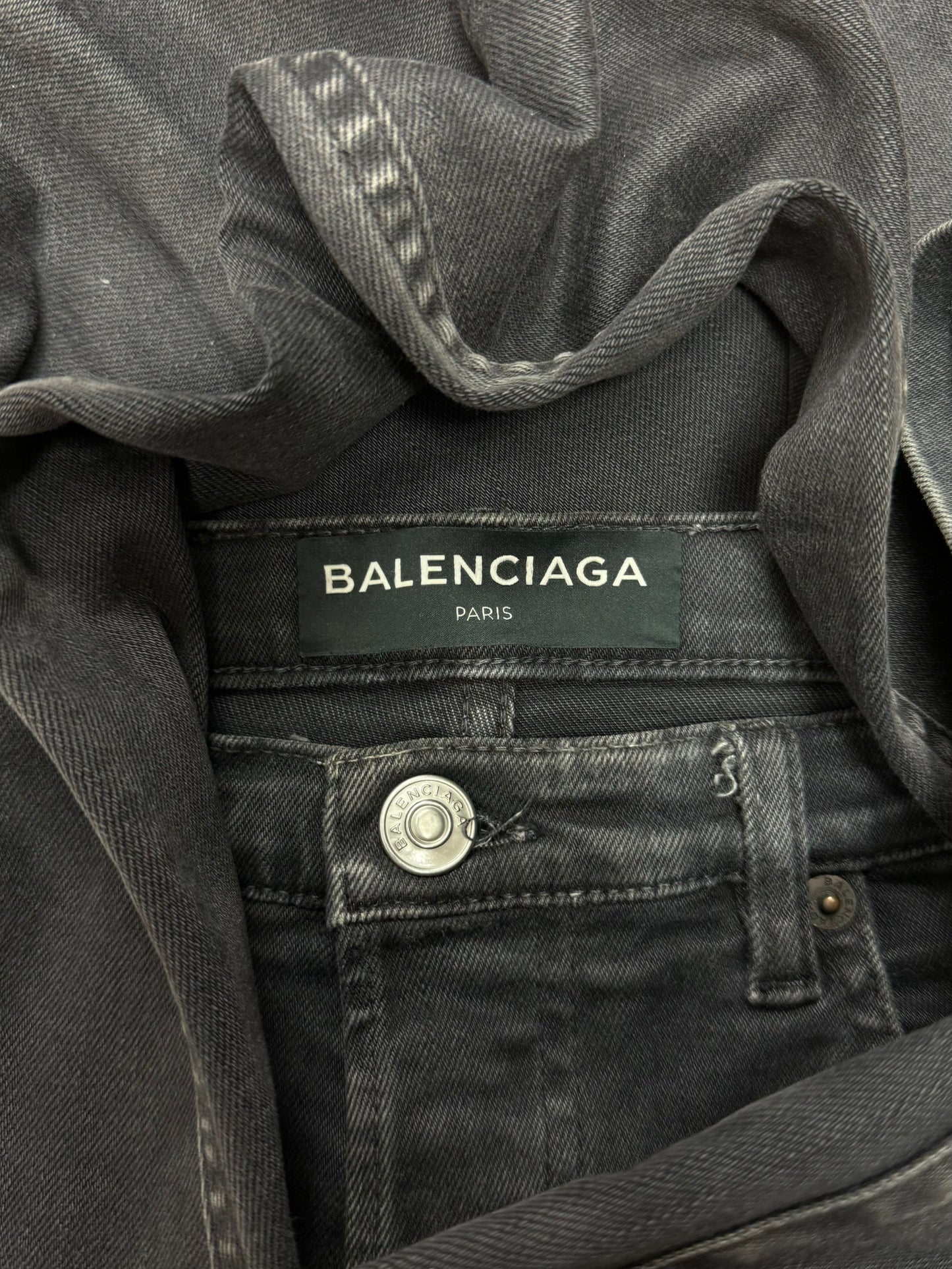 2017 Balenciaga Washed Black Slim/Skinny Cut Denim