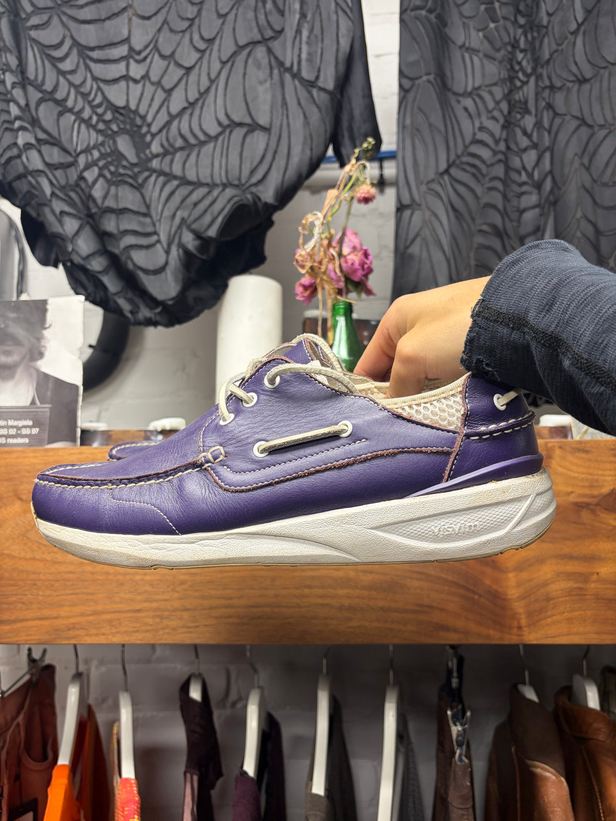 Visvim ‘Hockney’ Purple/White Leather Boat Sneakers