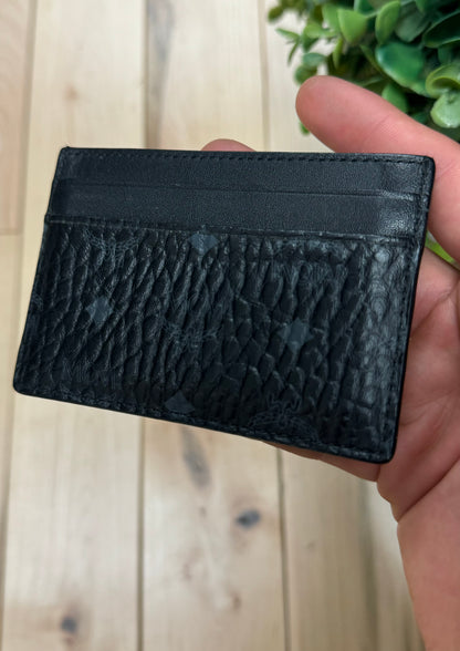 MCM Black/Grey Monogram Leather Cardholder Wallet