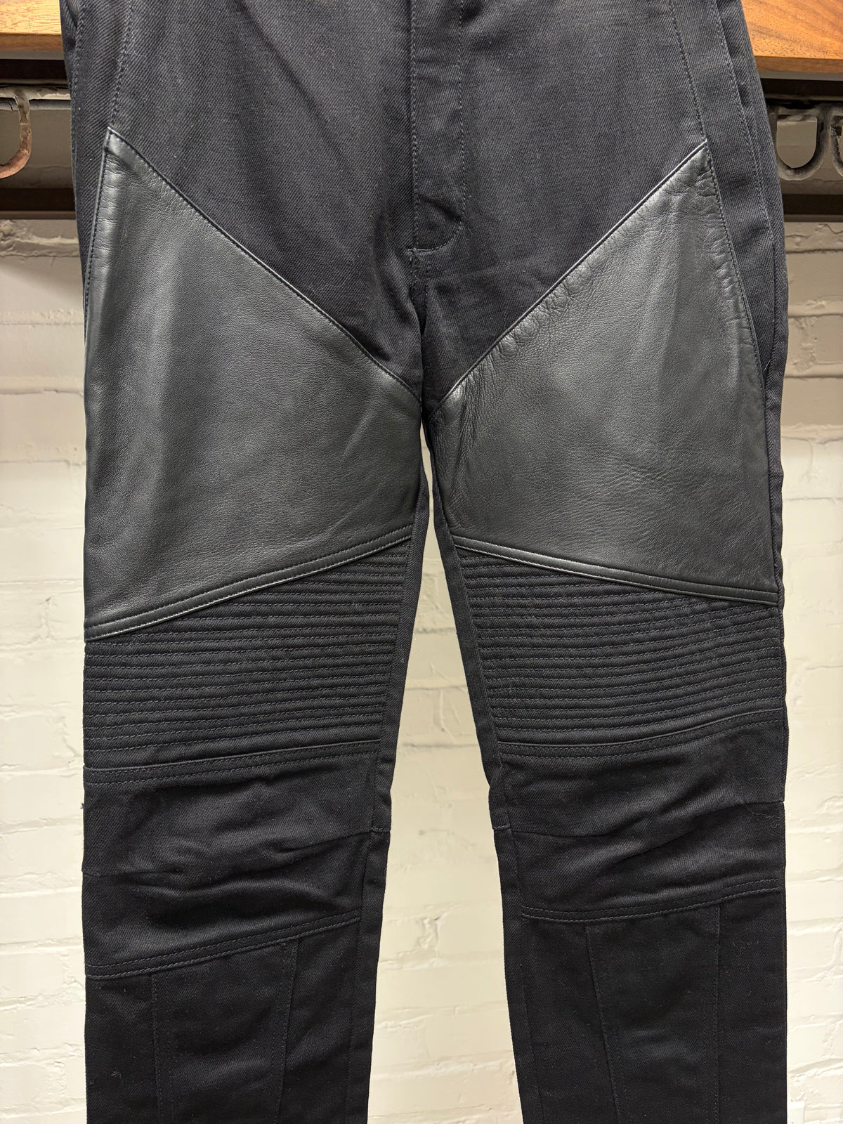 AW2015 Givenchy by Ricardo Tisci Black Lambskin Leather Skinny Biker Denim