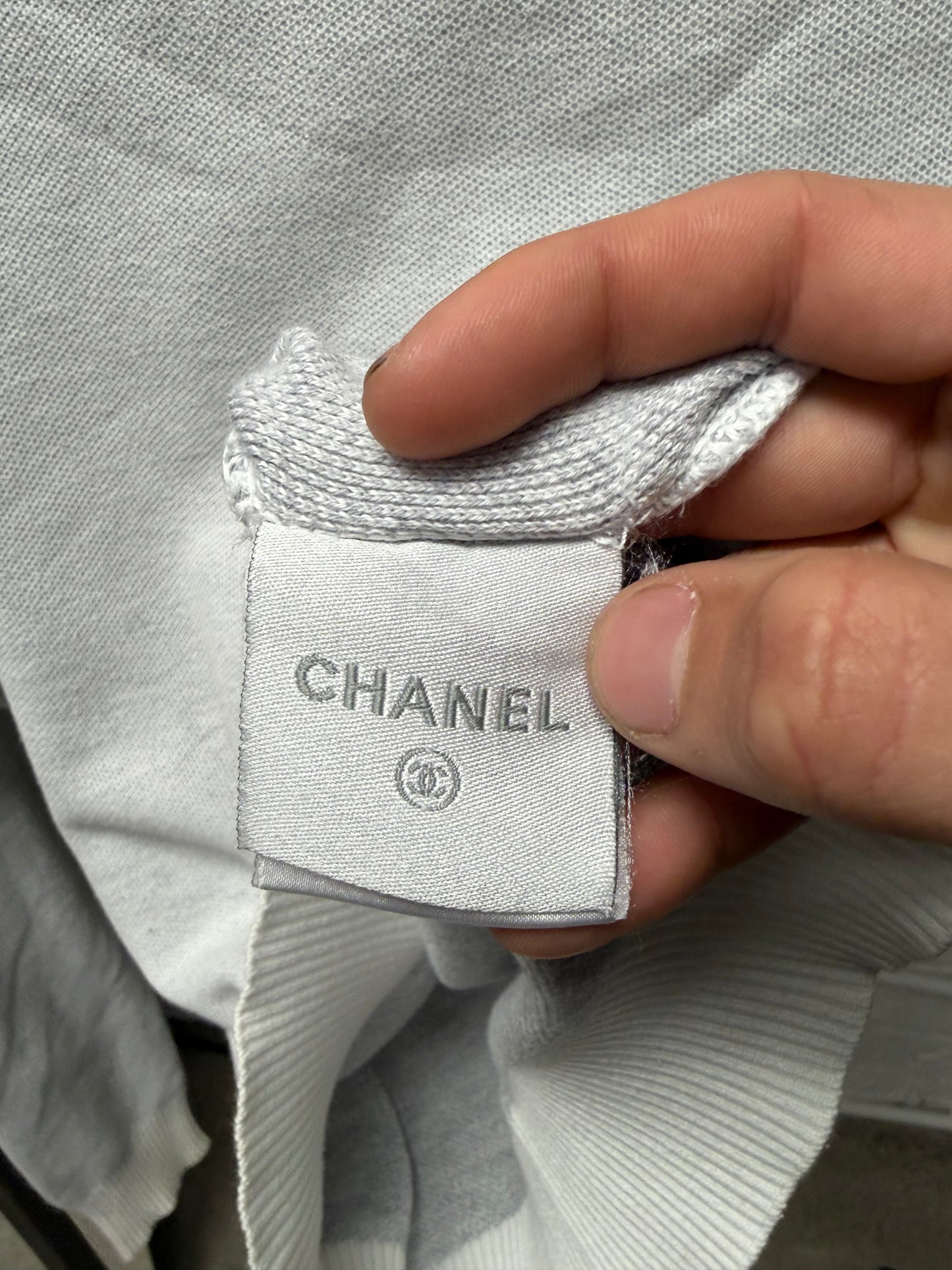 SS2008 Chanel Identification Ribbed White Knit Sweater