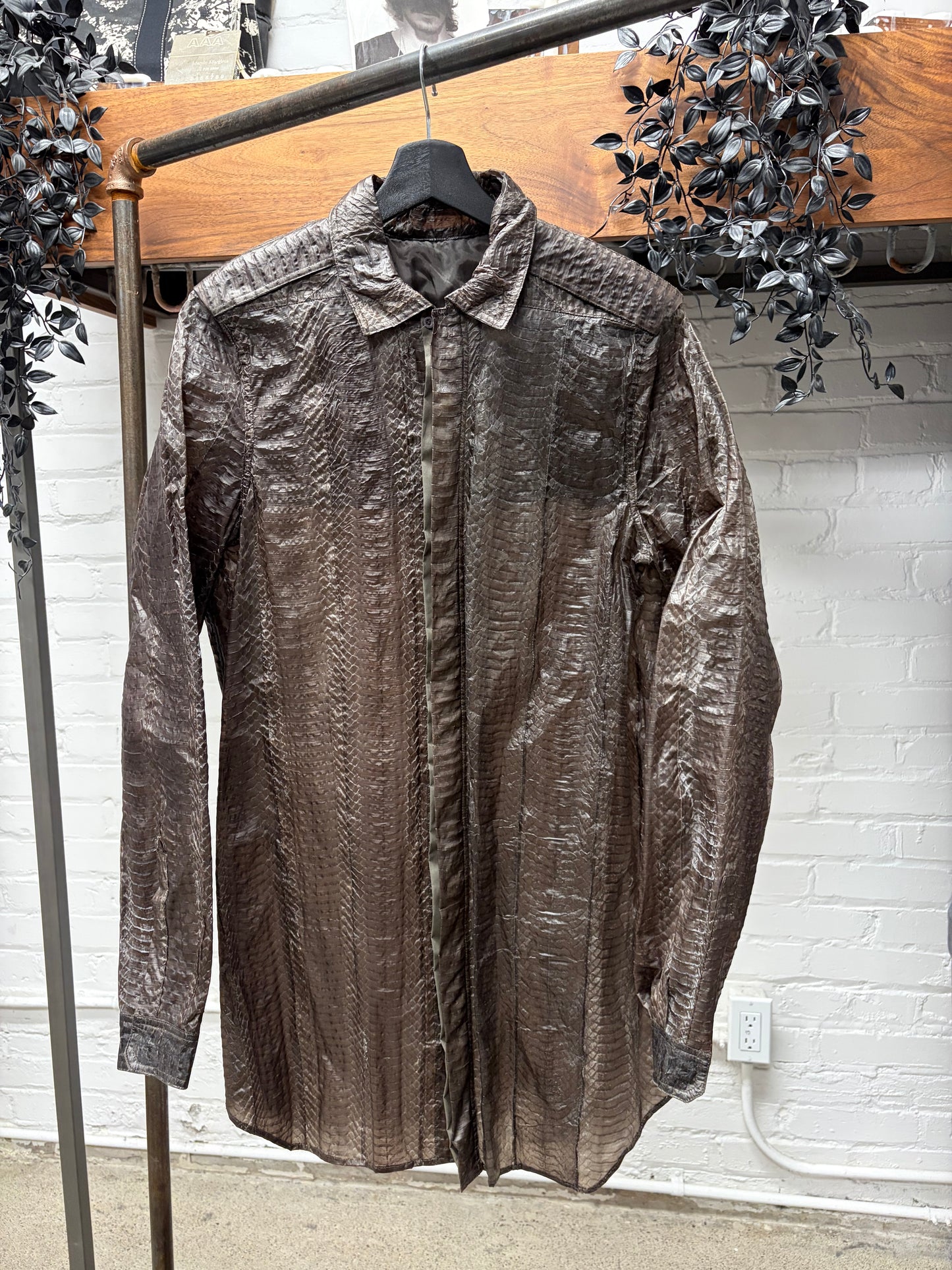 SS2016 Rick Owens Genuine Python Leather ‘Cyclops’ Collared Button Up Shirt