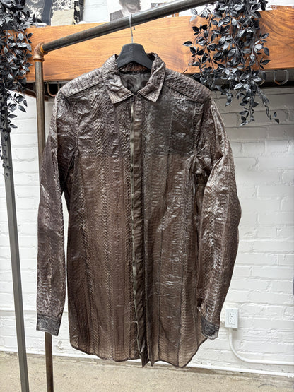 SS2016 Rick Owens Genuine Python Leather ‘Cyclops’ Collared Button Up Shirt