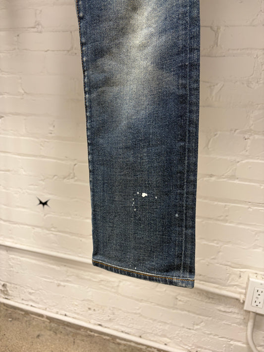 Dior Homme Paint Splatter Blue Skinny Jeans