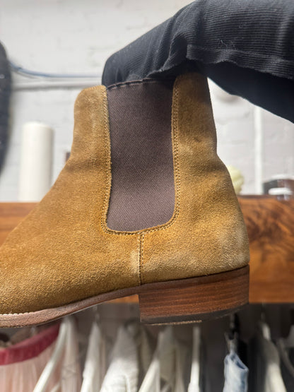 Saint Laurent Brown Suede ‘Chelsea’ Low Heel Boots