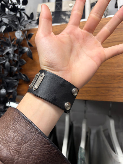 SS2004 Dior Homme by Hedi Slimane ‘Strip’ Studded Black/Silver Leather Bracelet