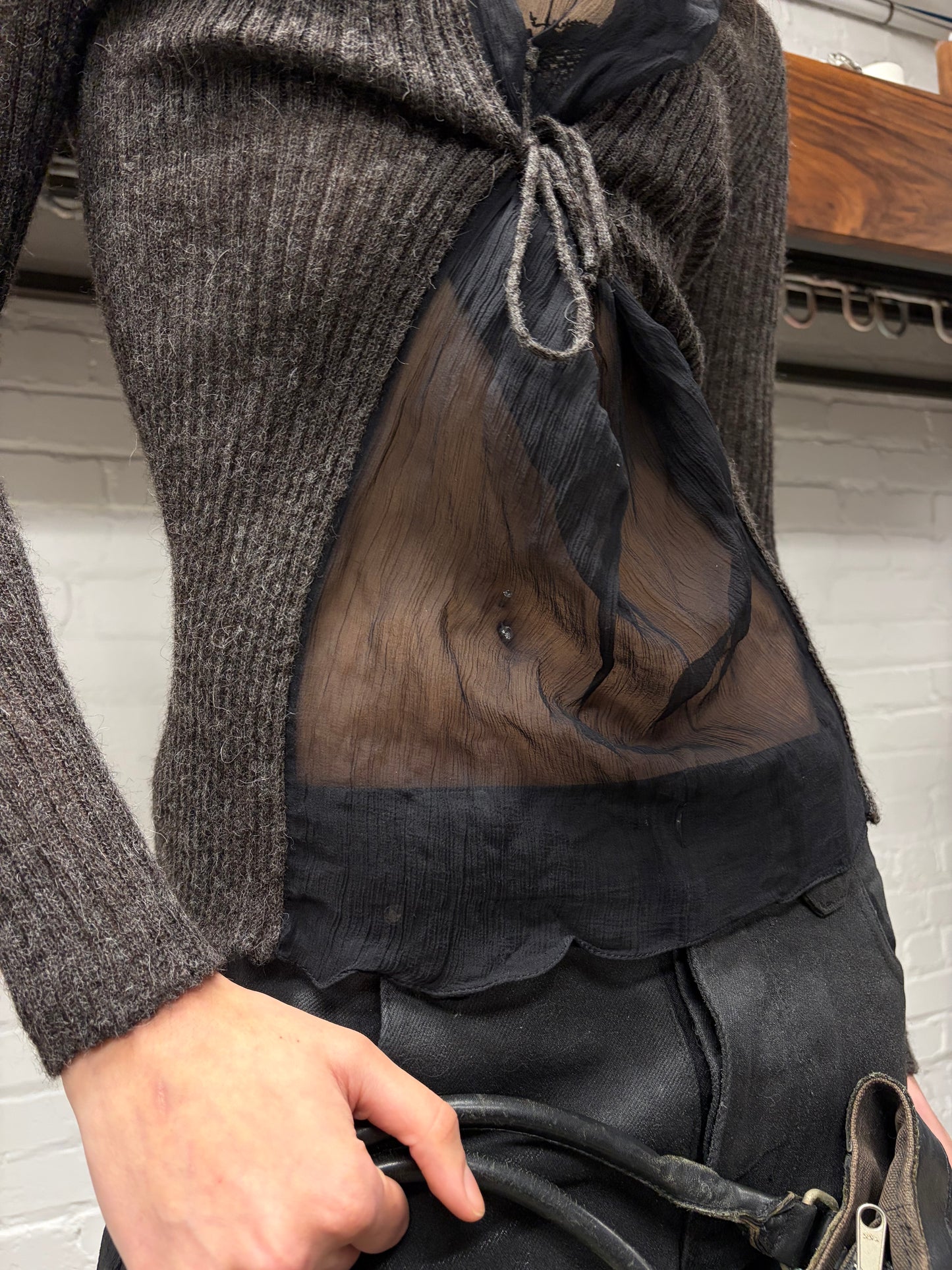 Vintage Jean Paul Gaultier ‘Maille’ Sheer/Ribbed Wool Knit Sweater