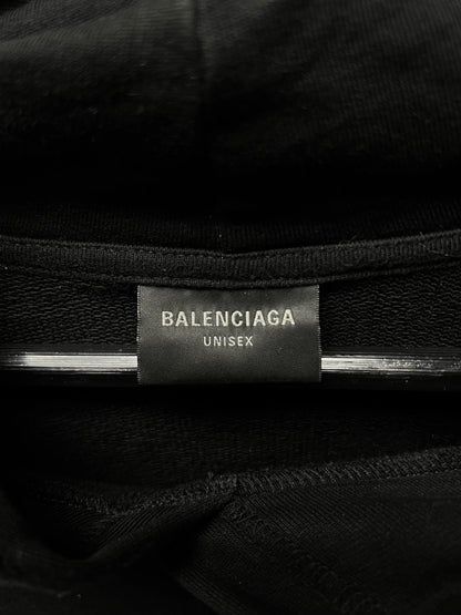 2022 Balenciaga Distressed Logo Black Pullover Hoodie