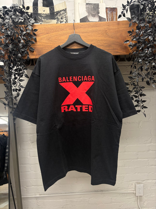2019 Balenciaga ‘X-Rated’ Oversized Black Graphic T-Shirt