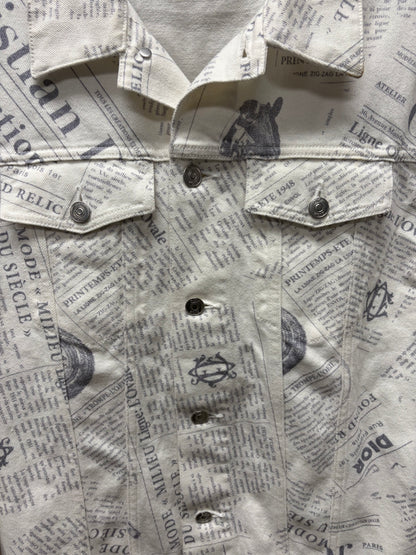 2020 Dior x Daniel Arsham ‘Newspaper Print’ Denim Trucker Jacket
