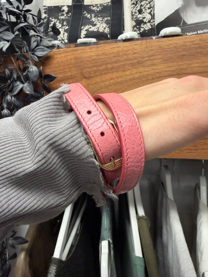 Balenciaga Triple Wrapped Pink Leather ‘Agneau’ Bracelet
