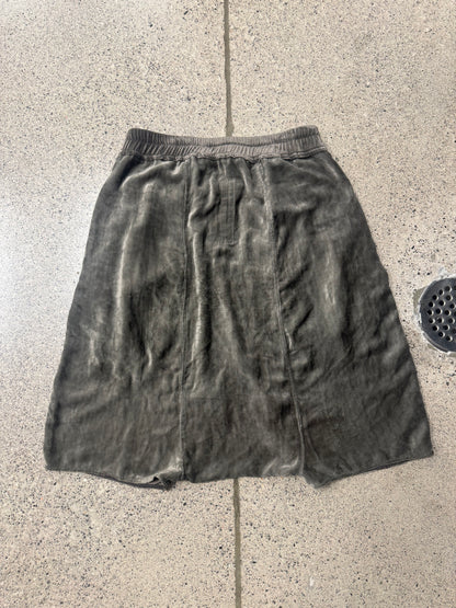 AW2015 Rick Owens ‘Sphinx’ Dark Dust’ Velour Drop Crotch Shorts