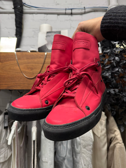 SS2012 Raf Simons Red Leather High Top Sneakers