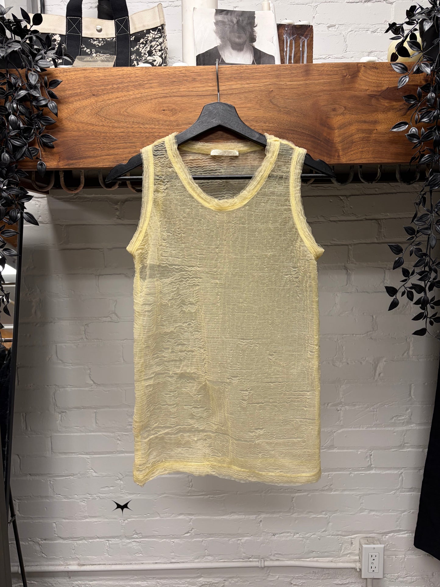 SS1998 Helmut Lang Runway ‘Ruffled Mesh’ Cream White Tank Top