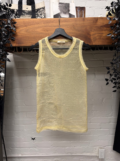 SS1998 Helmut Lang Runway ‘Ruffled Mesh’ Cream White Tank Top