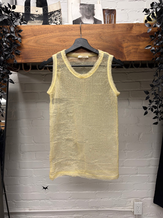 SS1998 Helmut Lang Runway ‘Ruffled Mesh’ Cream White Tank Top