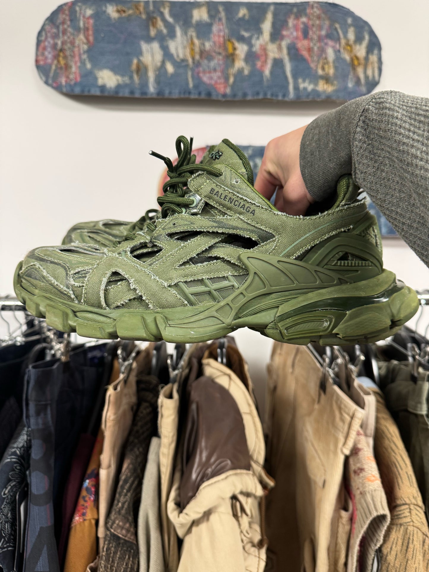 Balenciaga ‘Track 2’ Canvas Green Low Top Sneakers