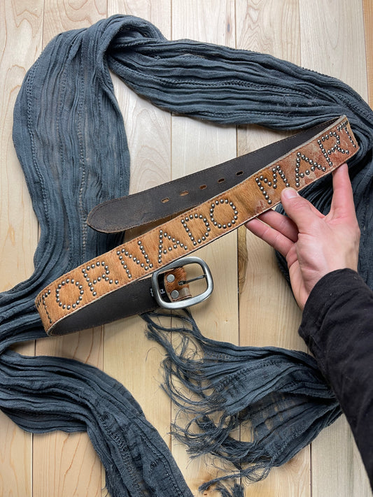 Tornado Mart Studded Silver Fur Logo Belt