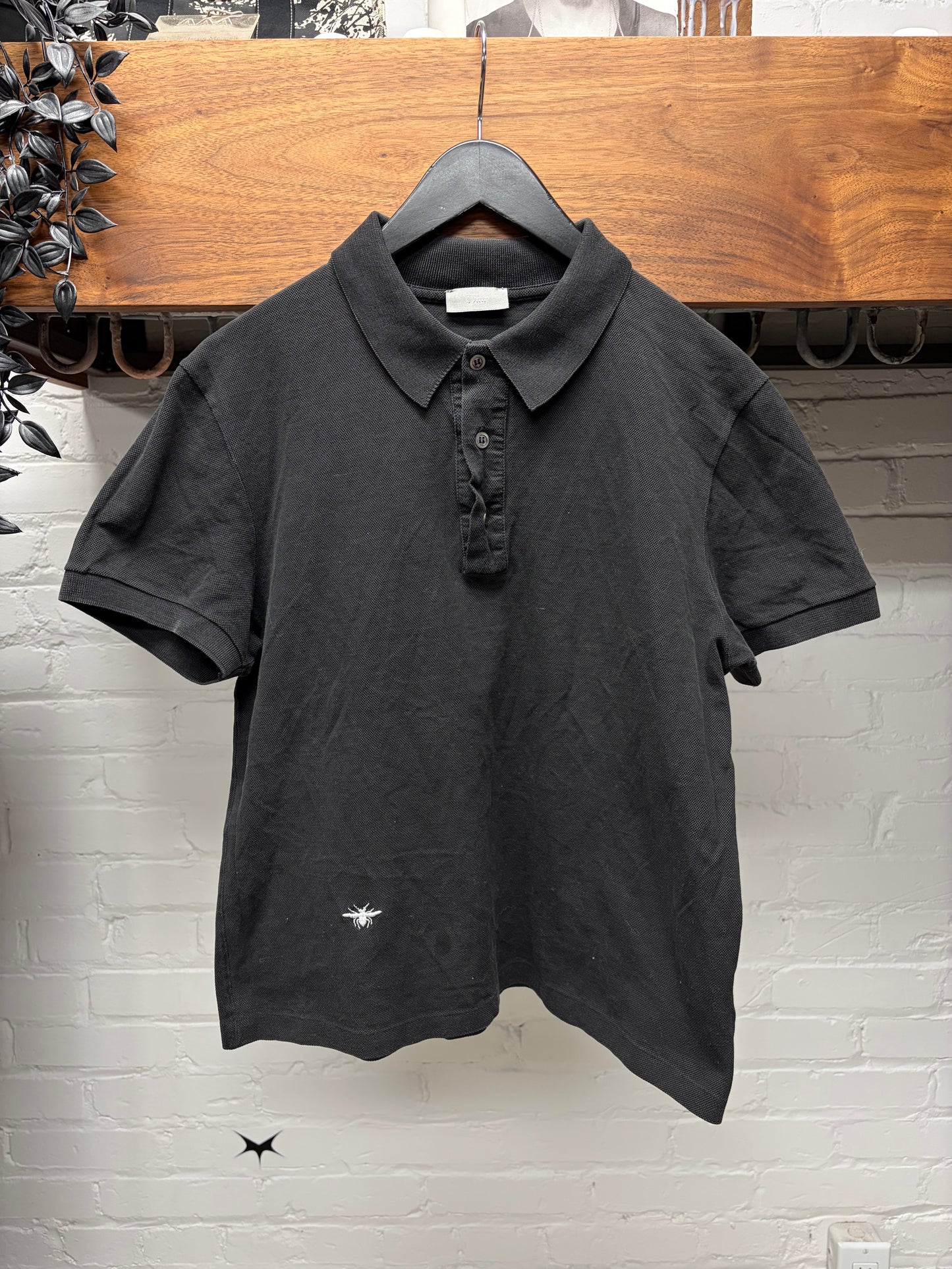 Dior Homme Black Cotton Embroidered ‘Bee Motif’ Polo