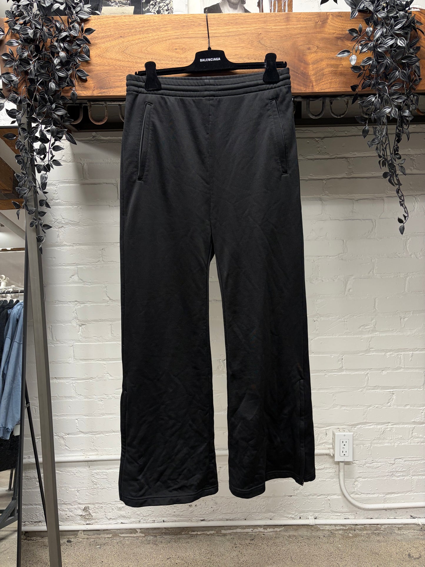 SS2022 Balenciaga Runway Flared Leg Black Athletic Track Pants