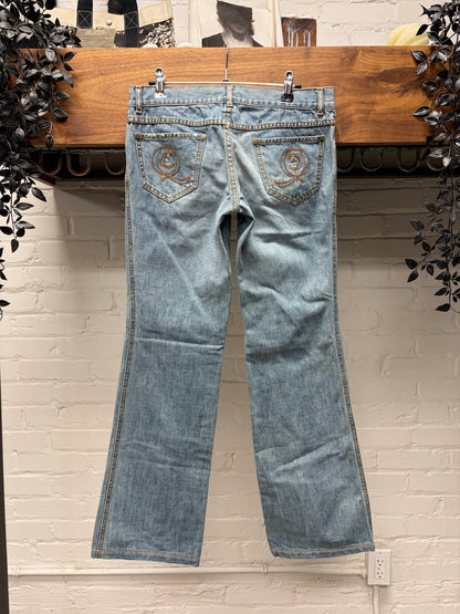 2004 Alexander McQueen Low Rise Light Wash Blue Skinny Jeans