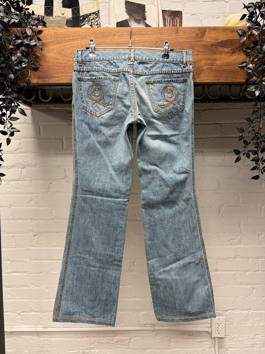 2004 Alexander McQueen Low Rise Light Wash Blue Skinny Jeans