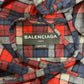 2017 Balenciaga Red/Blue Hooded Plaid Flannel