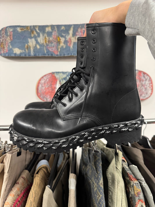 Balenciaga ‘Rope Lace’ Black Calfskin Leather Combat Boots