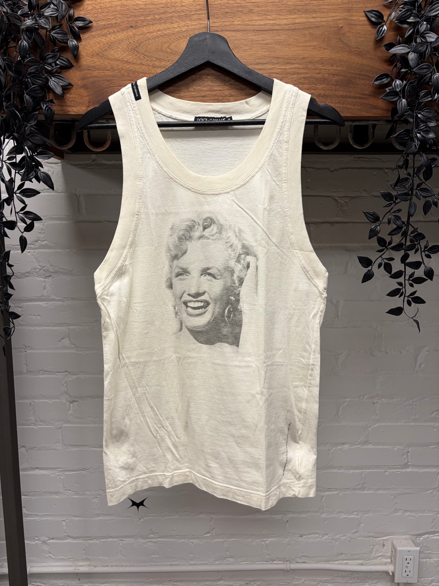 Vintage 2006 Dolce & Gabbana ‘Marilyn Monroe’ Portrait Print White Tank Top