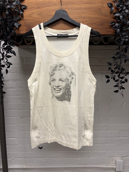 Vintage 2006 Dolce & Gabbana ‘Marilyn Monroe’ Portrait Print White Tank Top