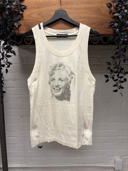 Vintage 2006 Dolce & Gabbana ‘Marilyn Monroe’ Portrait Print White Tank Top