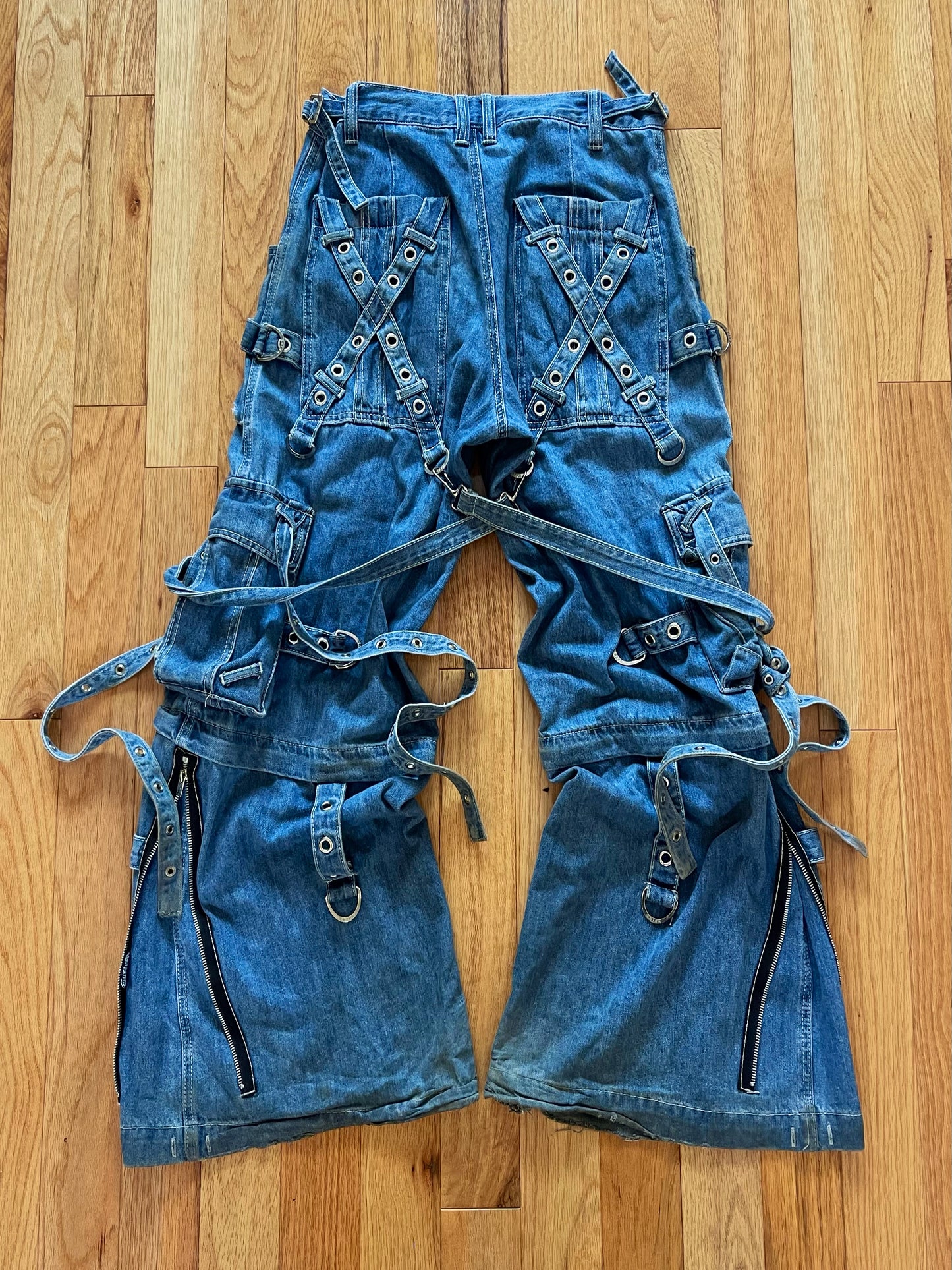 OG Tripp NYC Bondage Strap Wide Leg Blue ‘Raver Denim’