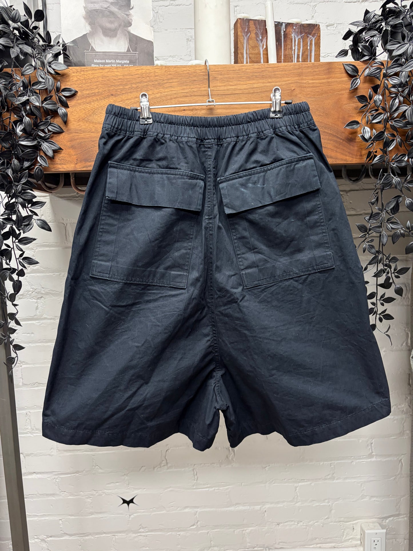 AW2014 Rick Owens ‘Moody’ Boxer Striped Black/Milk Drawstring Shorts