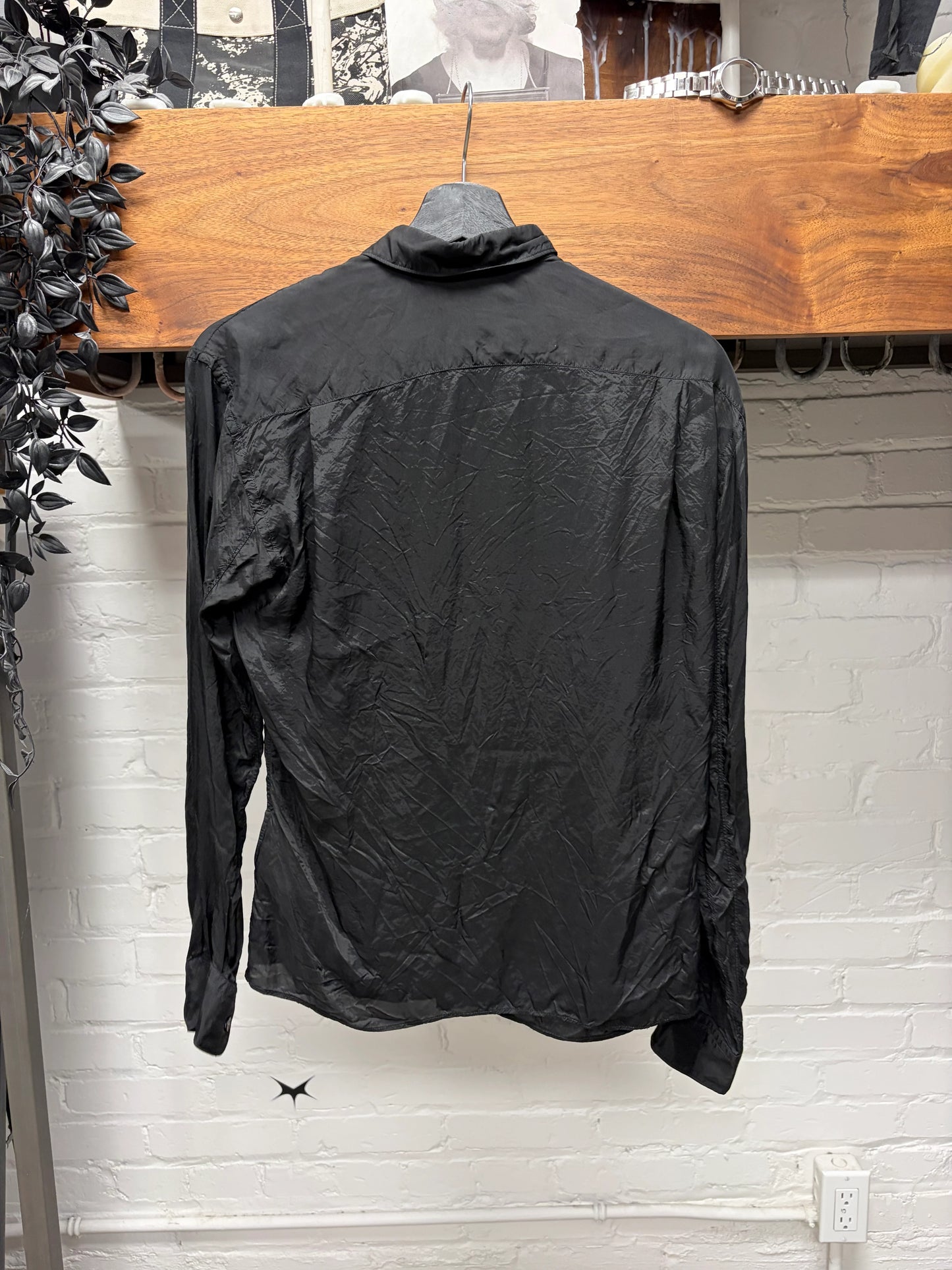Comme Des Garçons Shirt Silky Black Button Up Shirt