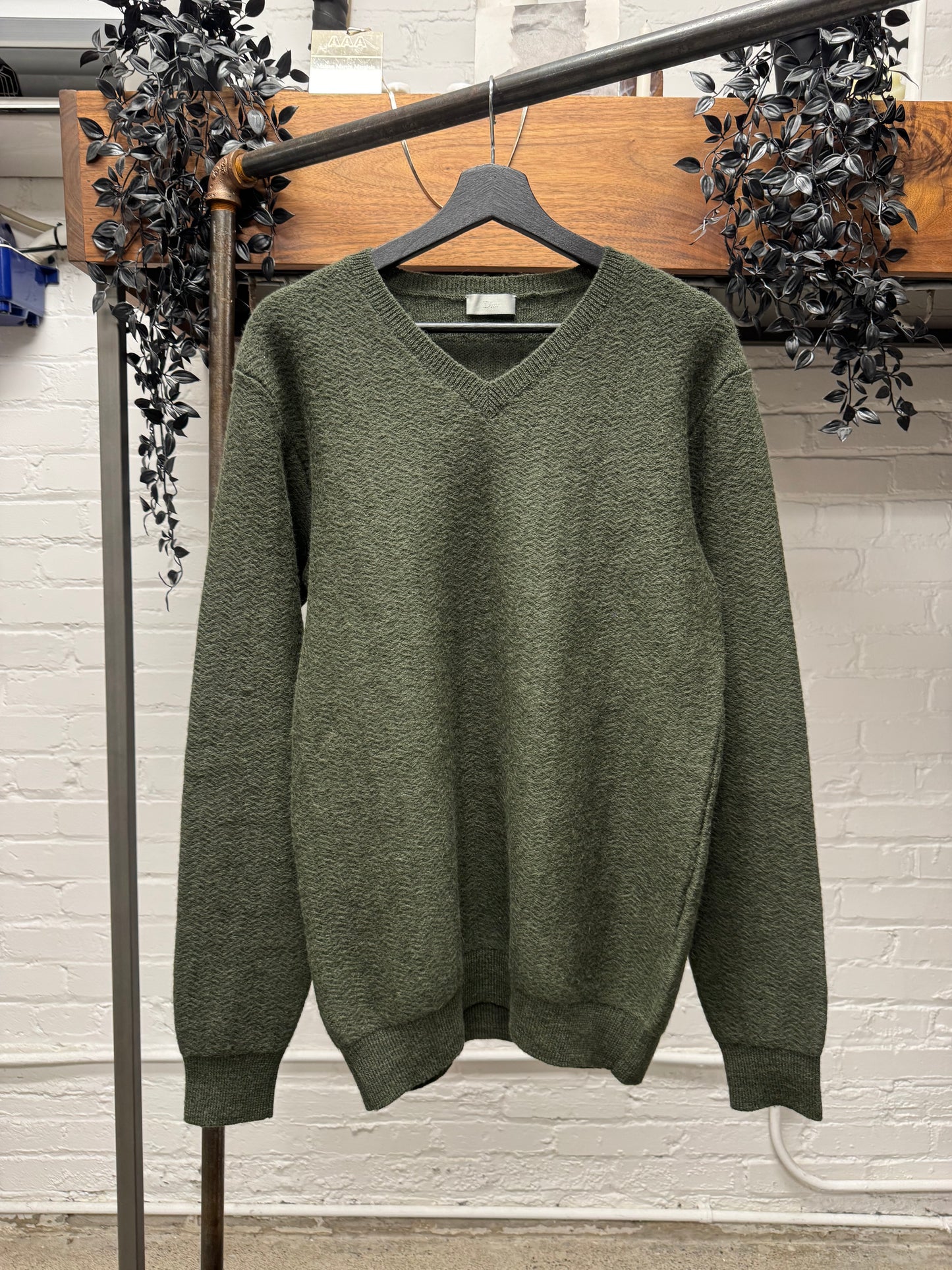 Dior Homme ‘Dark Green’ Alpaca Wool V-Neck Sweater