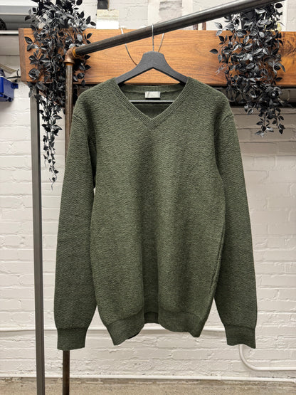 Dior Homme ‘Dark Green’ Alpaca Wool V-Neck Sweater