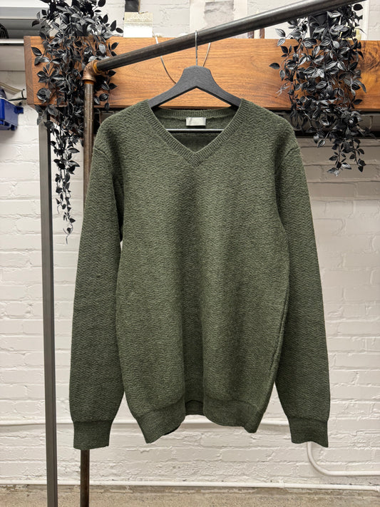 Dior Homme ‘Dark Green’ Alpaca Wool V-Neck Sweater
