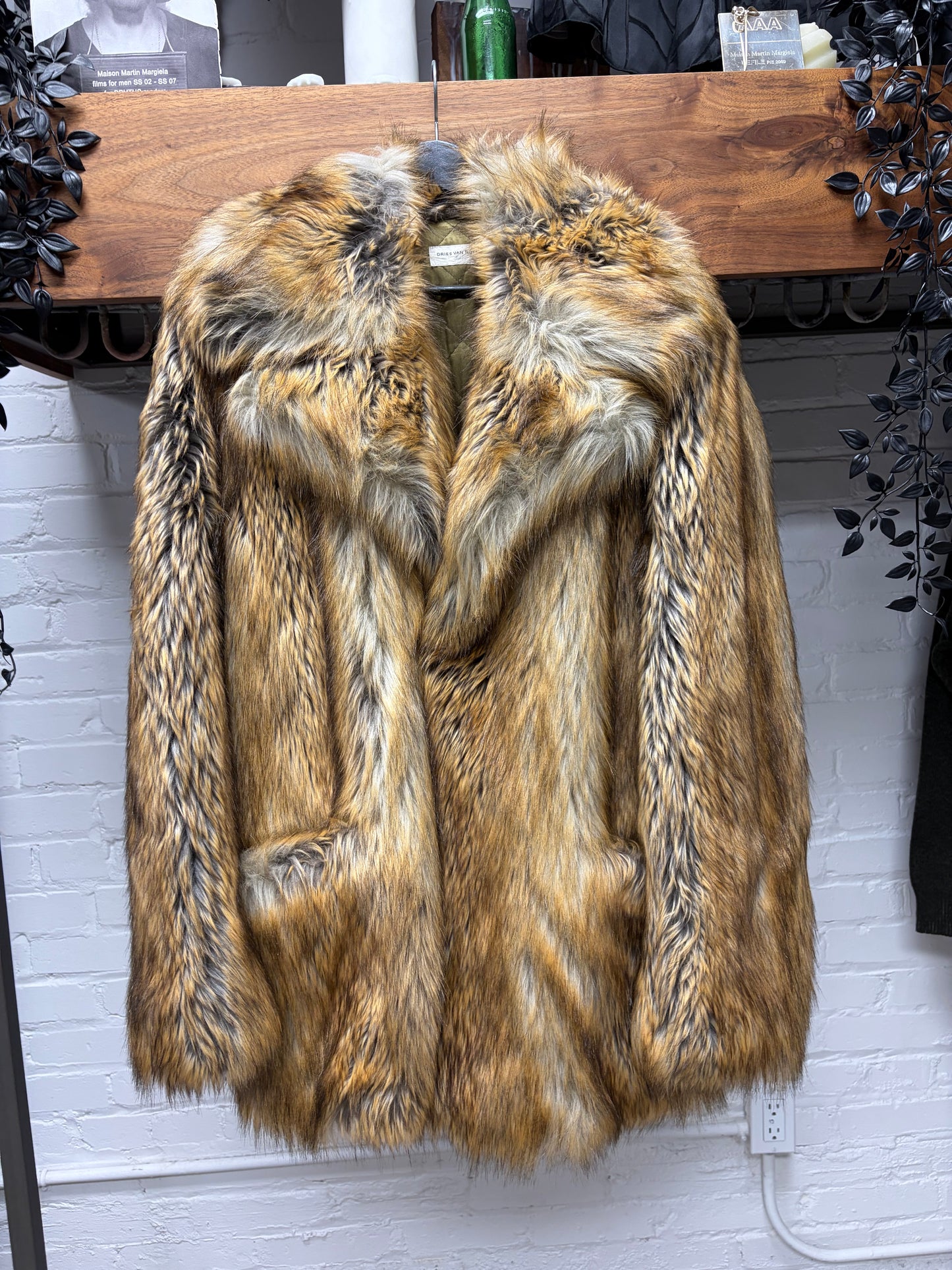 Dries Van Noten Faux Fur Oversized Brown Coat
