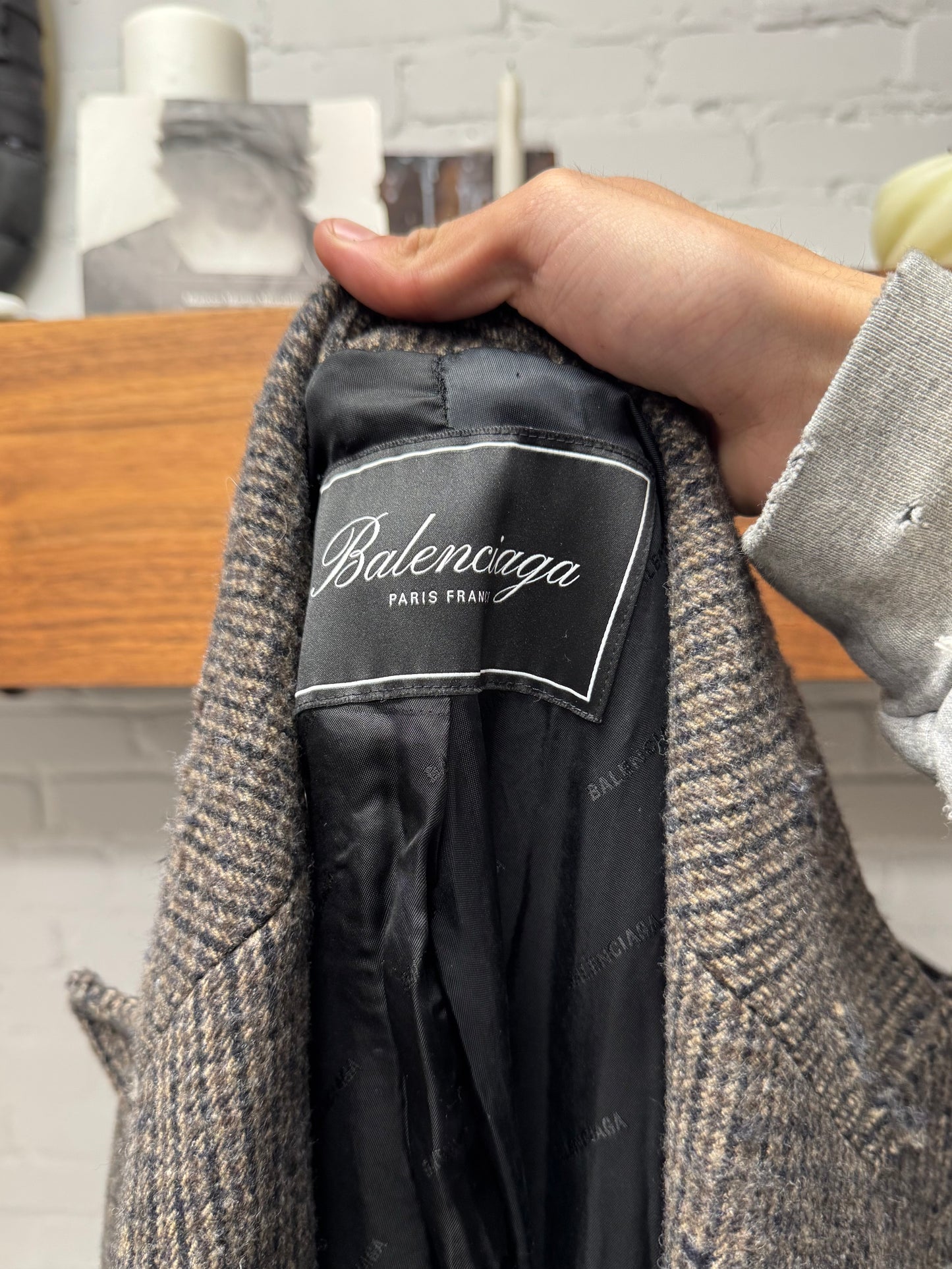 AW2021 Balenciaga Oversized ‘Shoulder-Pad’ Wool/Tweed Distressed Overcoat