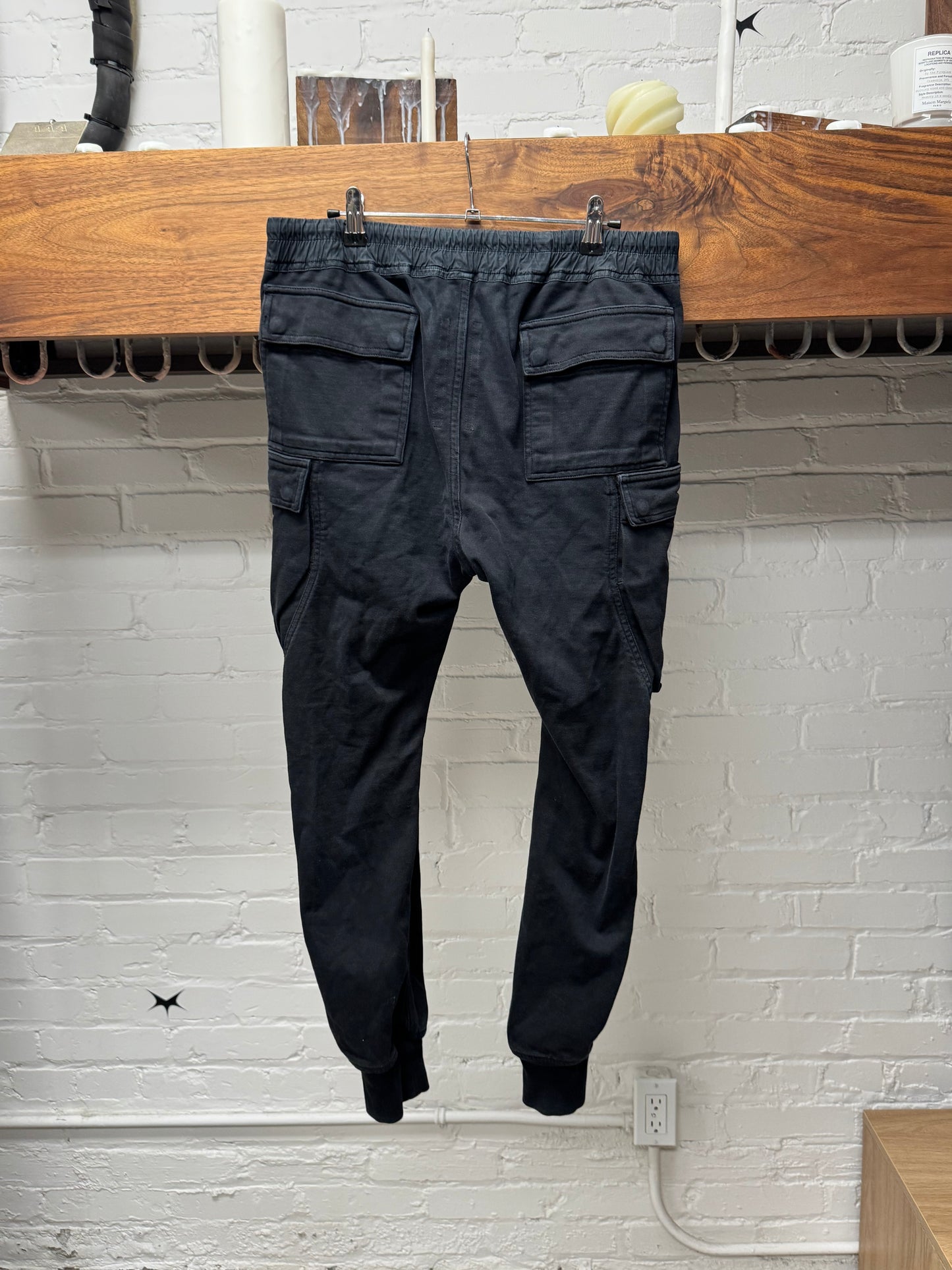SS2019 Rick Owens ‘Babel’ Black Drawstring Sweatpant Cargo Joggers