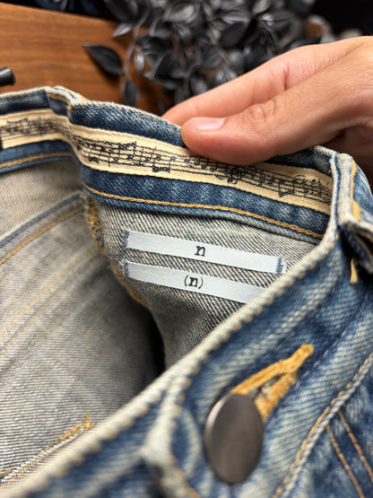 AW2009 Number (N)ine ‘A Closed Feeling’ Crying Heart Patch Bush Cargo Skinny Jeans