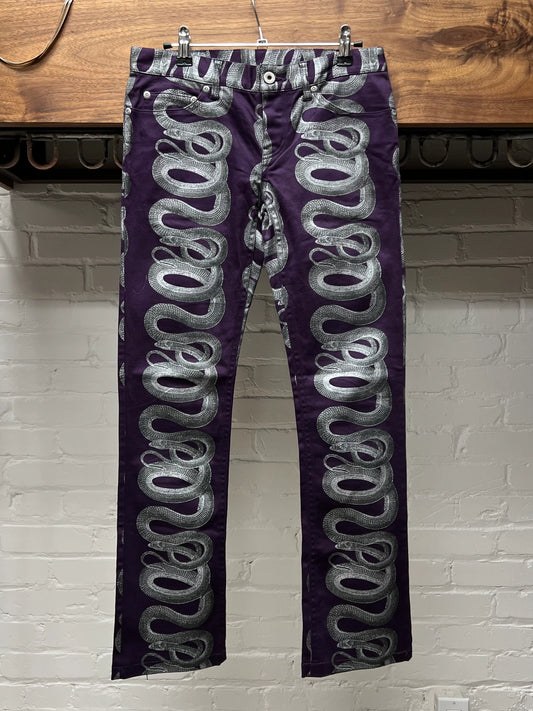 Hysteric Glamour ‘Snake Print’ Purple Flared Skinny Denim