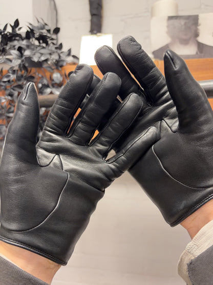 Chrome Hearts Dagger Zip Lambskin Leather Wool Lined Gloves